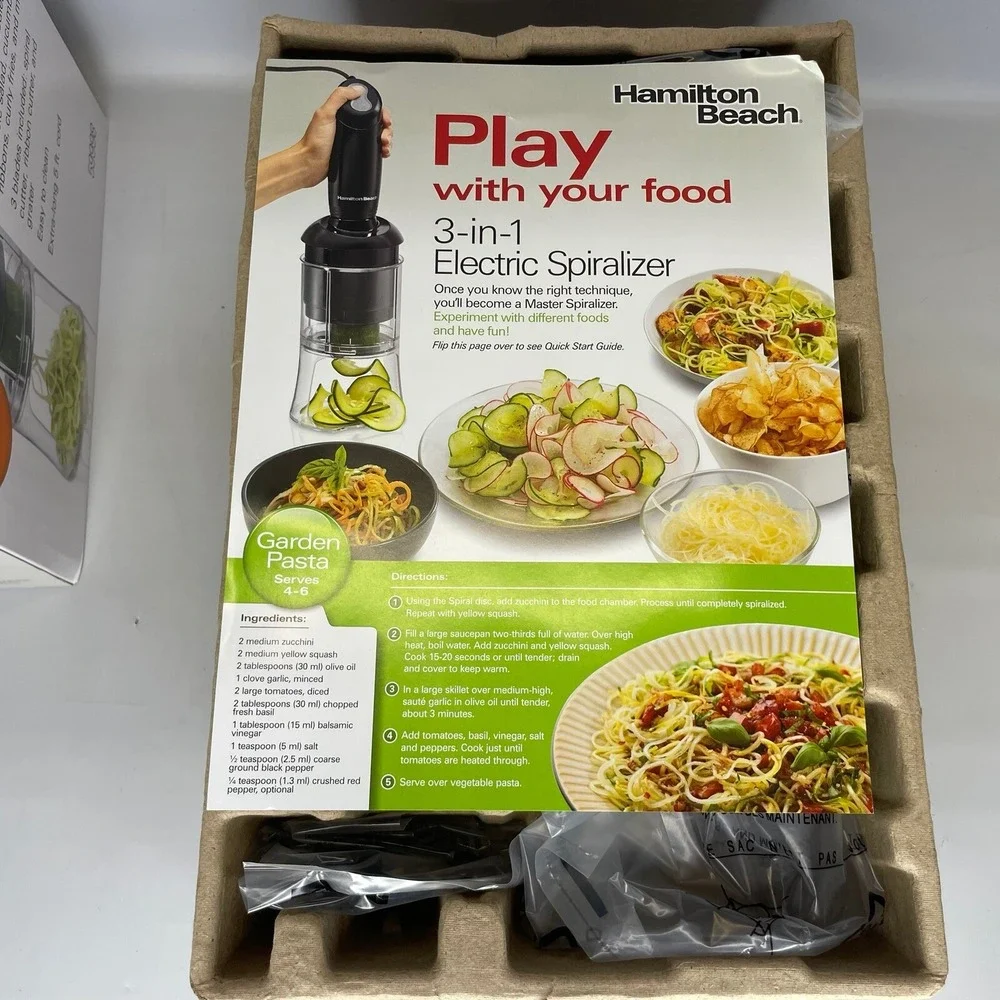 Hamilton Beach 3-in-1 Spiralizer 2 Speed‎ Electric Slicer 59998 - New